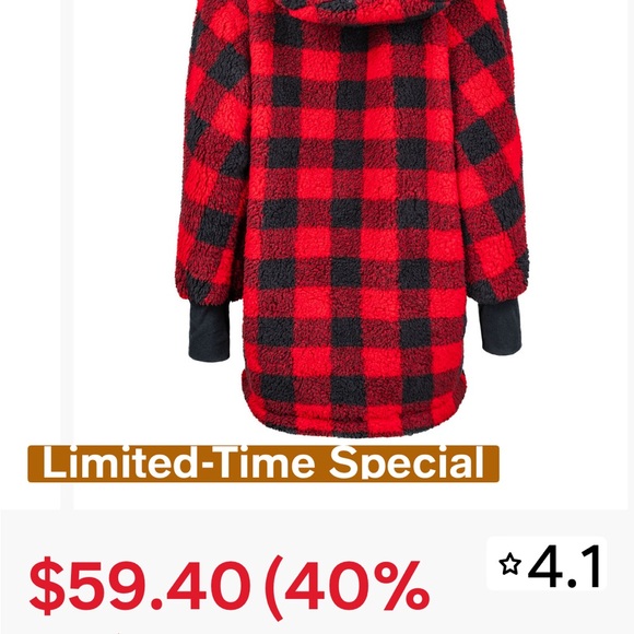 NWOT Plaid Red and Black Teddy Jacket - Picture 2 of 2